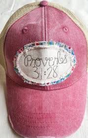 Proverbs Woman Trucker Hat In A Vintage Pink Double Layer Raggy Patch Linen Fabric With Underlay Of A Prairie Floral Applique Hats Monogram Hats Hat Patches