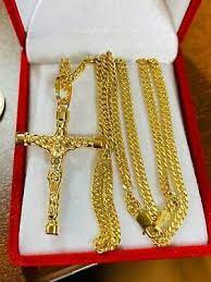 18k 750 Fine Saudi Gold Mens Womens Set Cross Necklace W Necklace Women Set Cross Necklace
