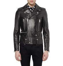 Saint Laurent Slim Fit Leather Biker Jacket Stylish Jackets Jackets Leather Jacket