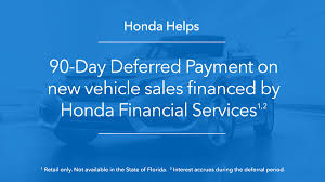 Check spelling or type a new query. Honda On Twitter Challenging Times Call For Additional Time Our 90 Days To First Payment Program Grants 90 Day Deferred Payment On New Vehicle Sales Financed By Honda Financial Services For Qualified Customers