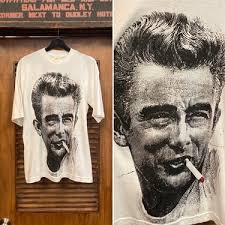 Vintage 1980's James Dean Artwork Drawn Printed T-Shirt, Rare Design, 80'