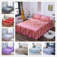 Depends on a fullqueen x. 3 In 1 King Queen Size Bedsheet Set Bed Skirt Bedspread Pillowcase Bed Sheet Shopee Singapore