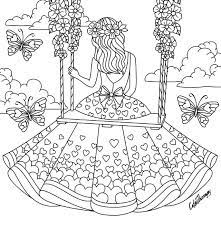 They think of a charming prince on a white horse, beautiful dresses and fairy animals. Girl Sitting On A Swing Coloring Page Ballerinas OmaÄ¾ovanky MaÄ¾ovanie A Pre Deti
