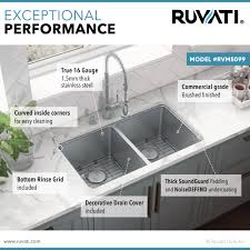 Silgranit sinks are made of up to 80% quartz sand, the hardest element of natural granite. 31 Inch Undermount Kitchen Sink 50 50 Double Bowl 16 Gauge Stainless Steel Ruvati Usa