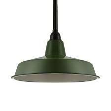 Industrial Pendant Light In Barn Style With 13 78 W Metal Shade Green Beautifulhalo Com