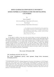 The position paper is one of the most important parts of preparation. Pdf Does Globalisation Reduce Poverty Some Empirical Evidence For Developing Countries