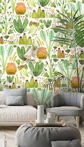 Succulent Garden Wallpaper Mural Wallsauce Uk Wallpaper Living Room Mural Wallpaper Fun Interior Design