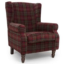 The two colors sometimes already color our living rooms with or without our intentions. Shetland Claret Red Tartan Fabric Wing Back Arm Chair
