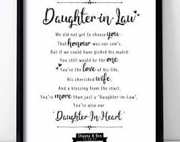 Daughter In Law Wedding Day Gift Wall Print Daughter In Law Mother Of The Groom Daughter