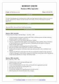 Business Office Specialist Resume Samples Qwikresume