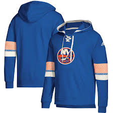 You can easily stay warm while cheering as well, thanks to new york islanders jackets, sweatshirts and scarves. Men S Adidas Royal New York Islanders Jersey Lace Up Pullover Hoodie