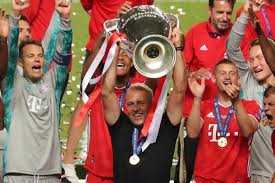 Flick, kimmich, alaba and gnabry sitting in the middle of the pitch with the lights out after winning the champions league. Bayern S Treble Winning Manager Flick Earns Less Than 7 5m A Year Man Utd Boss Solskjaer And Not Even Half Jose S Pay
