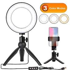 6 Selfie Ring Light With Tripod Stand Cell Phone Holder For Youtube Meteorite Cables Store