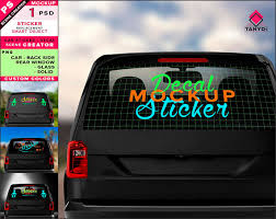 Download Decal On Black Car Rear Window Photoshop Sticker Mockup PSD Mockup Templates