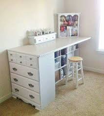 Use An Old Dresser And Cube Storage To Make A Craft Table Furniture Makeover Diy Furniture Makeover Diy Furniture
