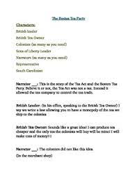 The Boston Tea Party Readers Theater By Mrsjbrown Tpt