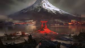 Nature Mountain Snow Winter Water Drawing Digital Art Japan House Ruin Torii Wallpapers Hd Desktop And Mobile Backgrounds Black mountain wallpaper, digital art, neon, mountains, lake. nature mountain snow winter water