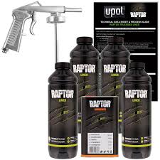 u pol raptor tintable urethane spray on truck bed liner kit with spray gun 4 liters