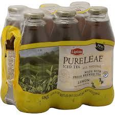 A 18.5 fl oz bottle has a total of 69 mg of caffeine. Lipton Pureleaf All Natural Lemon Flavored Iced Tea 6 Ct Canned Bottled Drinks Superlo Foods