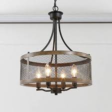 Best light fixtures for your dining room. Lnc Salle 4 Light Brown Farmhouse Chandelier Lowes Com In 2021 Farmhouse Light Fixtures Interior Pendant Lighting Drum Shade Chandelier