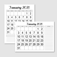 Printable 5 by 8 2021 calendar. Large Print 2021 Calendar Free Printable Krafty Planner