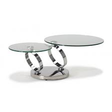 Made of wood in rich, dark espresso finish. Kesterport Rings Glass Coffee Table Extending Circular Coffee Table