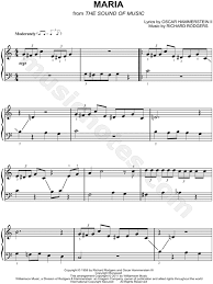 Maria lyrics by sound of music: Maria From The Sound Of Music Sheet Music Easy Piano Piano Solo In C Major Download Print Sku Mn0105807