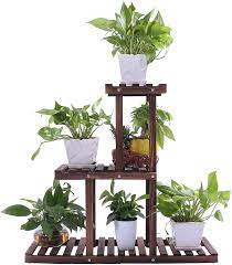 Amazon Com Ufine Wood Plant Stand Outdoor Indoor 3 Tier Vertical Carbonized Multiple Planter Holder Plant Stand Indoor Plant Stands Outdoor Wood Plant Stand