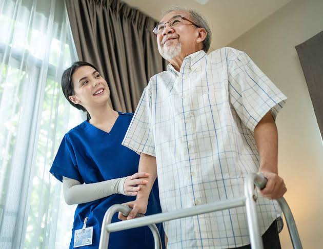 Compassionate companion caregiver spending time with a senior in Frisco