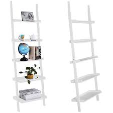 Versatile 5 Tier Bookshelf Leaning Wall Shelf Ladder Storage Display White Walmart Canada