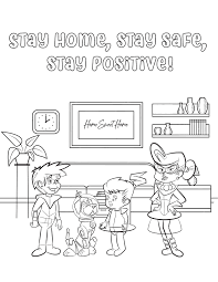 Social distancing, old people keeping distance for decrease infection risk and disease for motivation sign stay home stay safe. Stay Home Stay Safe Stay Postiive West 5 Colouring Sheet West 5