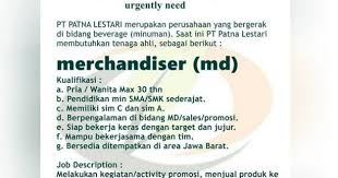 Pabrik tas murah adalah perusahaan yang bergerak di bidang produksi dan telah berdiri lebih dari 10 tahun hingga saat ini. Ifw Media On Twitter Lowongan Kerja Merchandiser Pt Patna Lestari Bandung Https T Co 4jv0ivexik Lowongankerja 2016 Loker