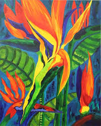 Acrylic Bird Of Paradise Flower Painting Items Similar To Birds Of Paradise On Etsy Abstract Flower Painting Acrylic Abstract Flower Painting Birds Of Paradise