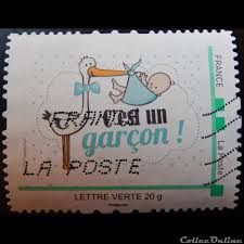 C'est toi que je veux. Sp00023 Cigogne Avec Un Garcon Lettre Verte 2015 Stamps Europe