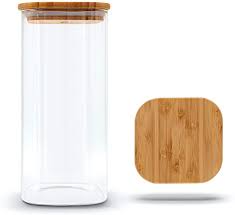 The sustainable bamboo lids bring a natural touch to the design and should be hand washed, while the ceramic canisters are dishwasher safe. Molis Square Storage Jar With Bamboo Lid 1 Kg For Flour 1 5 L Large Storage Jar Versatile And Aroma Tight Amazon De Kuche Haushalt