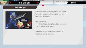 Cloud Super Smash Bros Ultimate Unlock Stats Moves