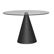 Check spelling or type a new query. Large Round Clear Glass Dining Table With Conical Black Base At Fusion