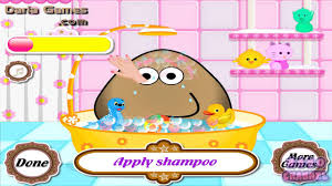 Pou is ready to have a bath. Pou Takes A Shower Pou Bathing Game For Kids Youtube
