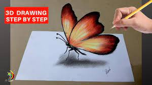And, don't forget to include a black marker, crayon, or pencil to trace the butterfly. How To Draw 3d Butterfly 3d Butterfly Drawing Tutorials Step By Step Youtube