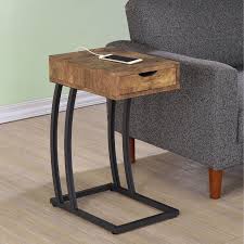 Coaster Furniture Metal And Wood C Shaped Accent Table From Hayneedle Com Chair Side Table Sofa End Tables Furniture