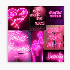 College students girly teenagers scrapbook lovers fashionable girls and guys fans of a aesthetic excellent for: Yellow Neon Lights Aesthetic Collage Canvas Print By Snowflake6 Redbubble