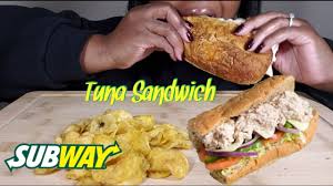 Tuna tuna loaded sub with fresh veggeis and mayo sauce. Asmr Subway Tuna Sandwich Youtube
