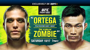 The two veteran fighters are ranked fifth and sixth in their. Ufc Fight Night On Espn Brian Ortega Vs The Korean Zombie October 17 Exclusively On Espn Espn Press Room U S