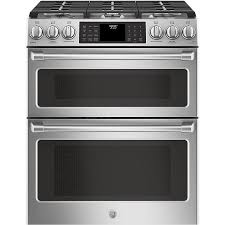 Ge Cafe Series Cgs995selss 30 Slide In Gas Double Oven With Convection Range Stainless Steel Double Oven Range Gas Double Oven Double Oven