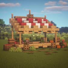 How to build a medieval market stall (minecraft build). Goldrobin Minecraft Builder On Instagram Here Is A Fruit And Vegetable Stall Design For You Minecraft Houses Minecraft Buildings Minecraft Architecture