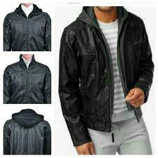 Seanjohn Faux Leather Jacket With Detachable Hoodi Leather Jacket Faux Leather Jackets Jackets