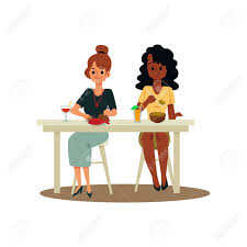 Maybe you would like to learn more about one of these? Caucasian And African American Women Cartoon Characters Eating Royalty Free Cliparts Vectors And Stock Illustration Image 145341600