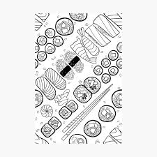 Print all of our kawaii coloring pages for free share them with your friends and have a fun coloring day. Sushi Coloring Poster By Marketastengl Redbubble