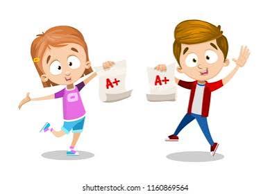 Niños alegres mostrando un gran resultado: vector de stock (libre de regalías) 1160869564 | Shutterstock