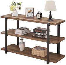 Amazon Com Foluban Console Table Rustic Long Sofa Table With 3 Tier Open Shelf Industrial Entry Table For Living In 2021 Hallway Table Sofa Table Rustic Sofa Tables